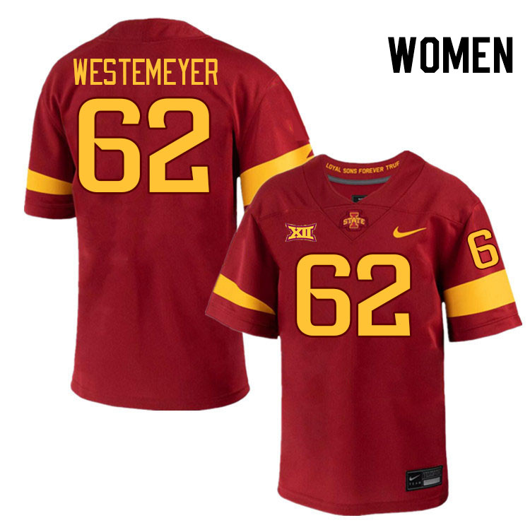 Women #62 Owen Westemeyer Iowa State Cyclones College Football Jerseys Stitched-Cardinal